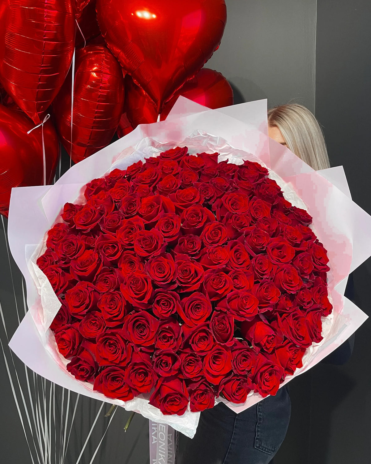 100 Rose Bouquet – Luxe Arrangements, Agawam MA