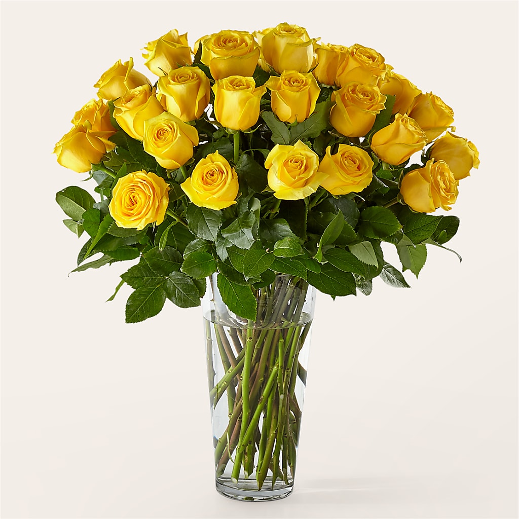 Long Stem Yellow Rose Bouquet – Luxe Arrangements, Agawam MA