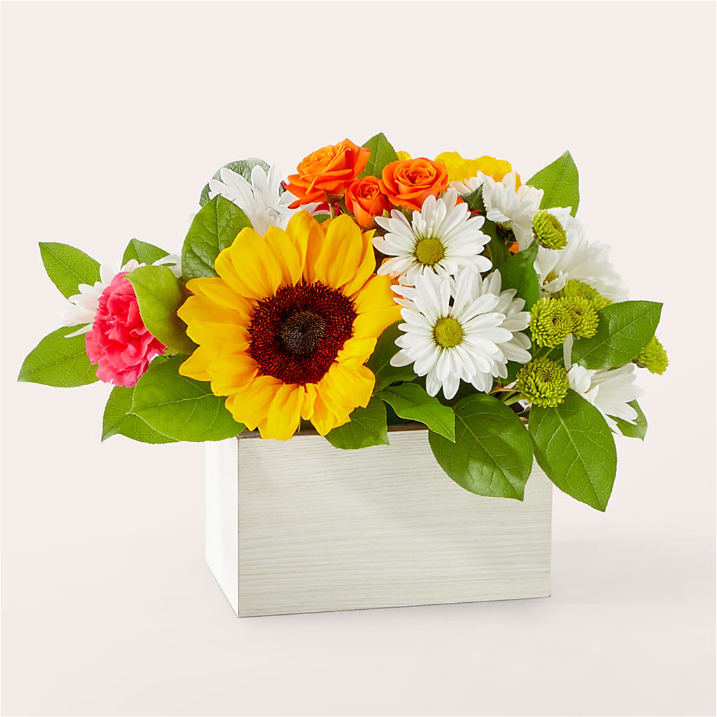 Sun-drenched Blooms Box Bouquet – Luxe Arrangements, Agawam MA