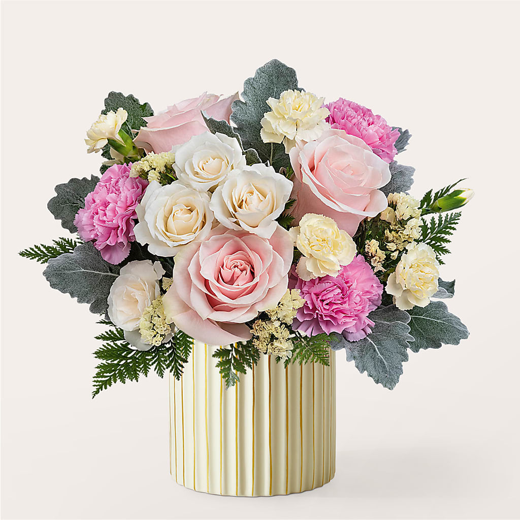 Blissful Moments Bouquet with Ivory Vase – Luxe Arrangements, Agawam MA