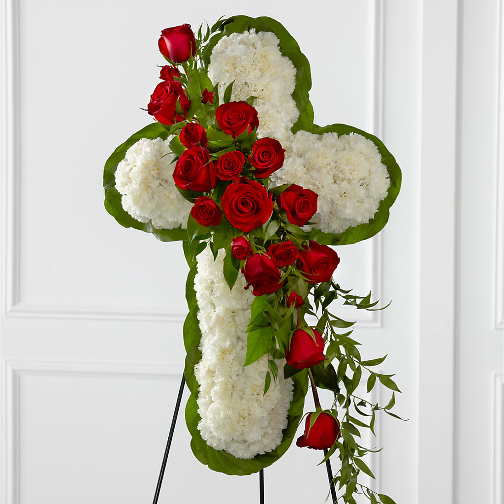 Floral Cross Easel – Luxe Arrangements, Agawam MA