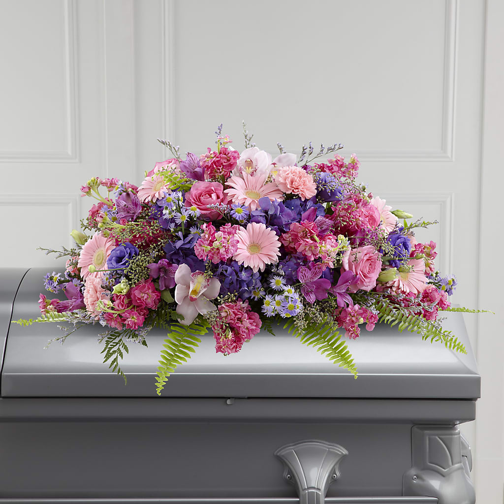 Glorious Garden Casket Spray – Luxe Arrangements, Agawam MA