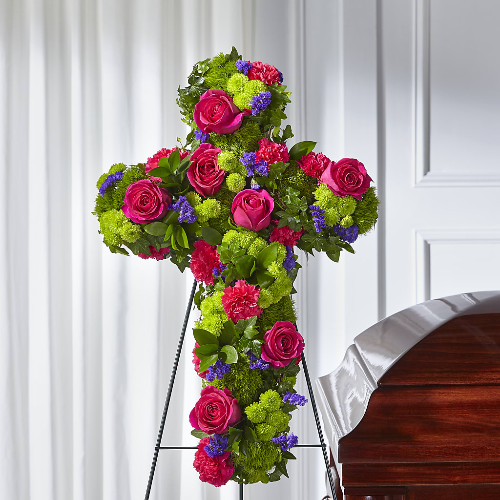 Tribute Rose Floral Cross – Luxe Arrangements, Agawam MA