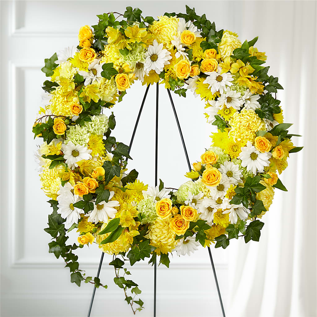 Golden Remembrance Wreath – Luxe Arrangements, Agawam MA