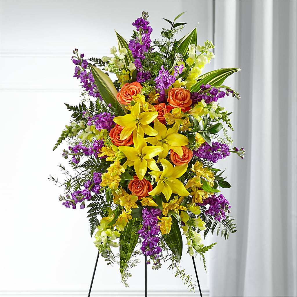 Thoughtful Prayers Standing Spray – Luxe Arrangements, Agawam MA