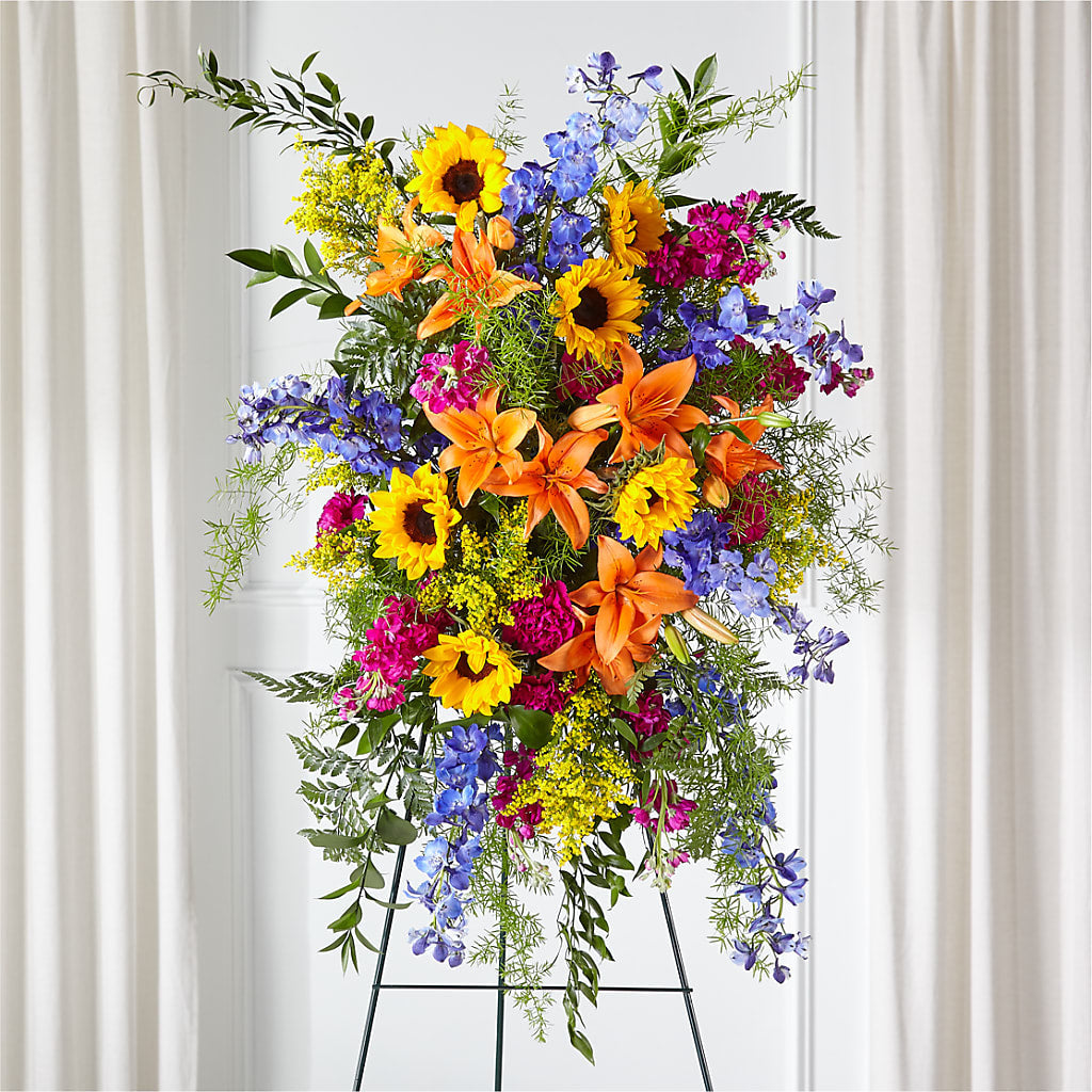 Sunlit Memories Standing Spray (Standard) – Luxe Arrangements, Agawam MA