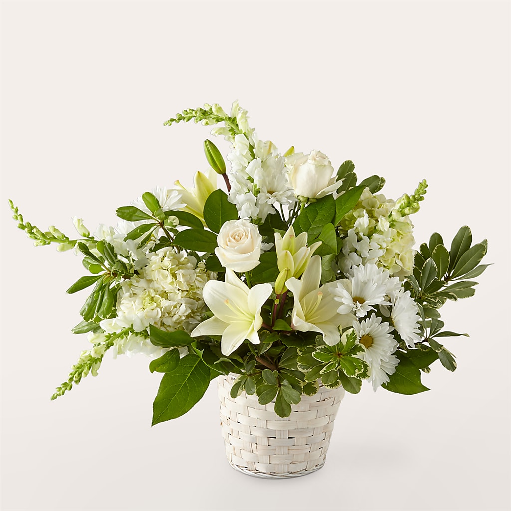 Ivory Elegance Floral Basket – Luxe Arrangements, Agawam MA