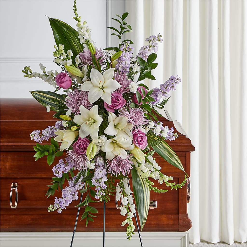Grateful Hearts Standing Spray – Luxe Arrangements, Agawam MA