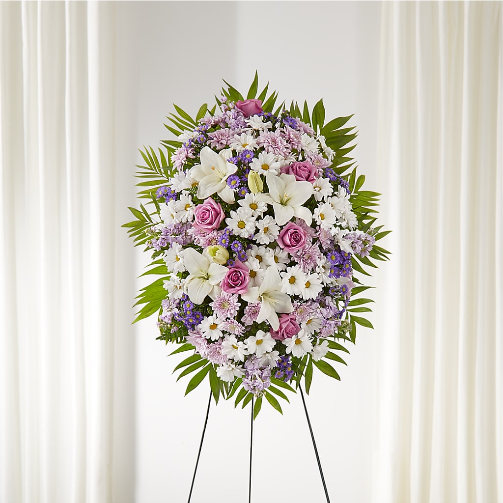 Surrounded by Love Standing Spray – Luxe Arrangements, Agawam MA