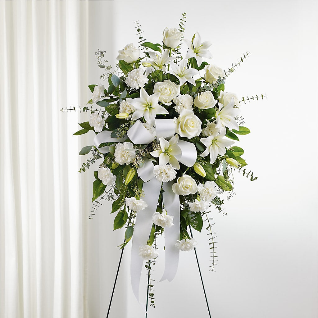 With Care Standing Spray – Luxe Arrangements, Agawam MA