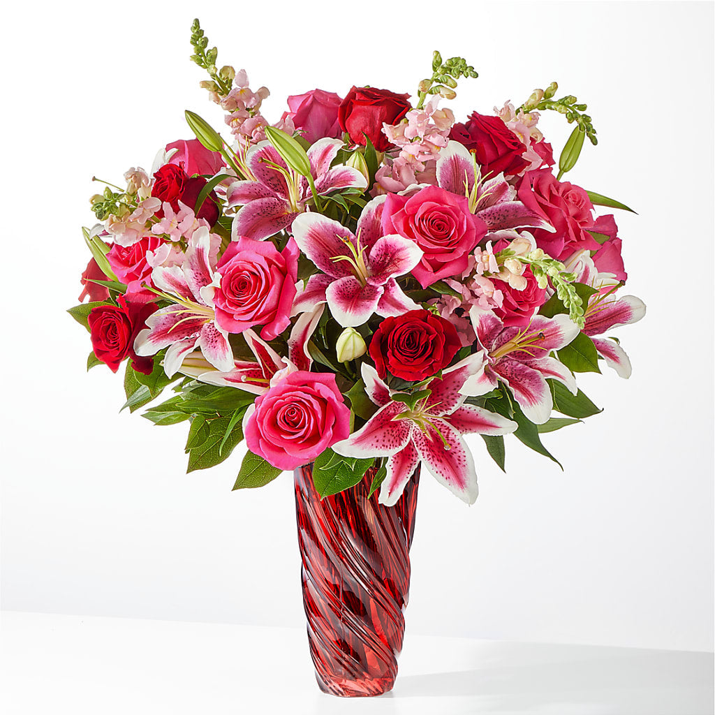 Always You Bouquet with Luxe Swirl Vase – Luxe Arrangements, Agawam MA