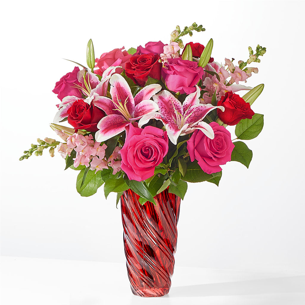 Always You Bouquet with Luxe Swirl Vase – Luxe Arrangements, Agawam MA