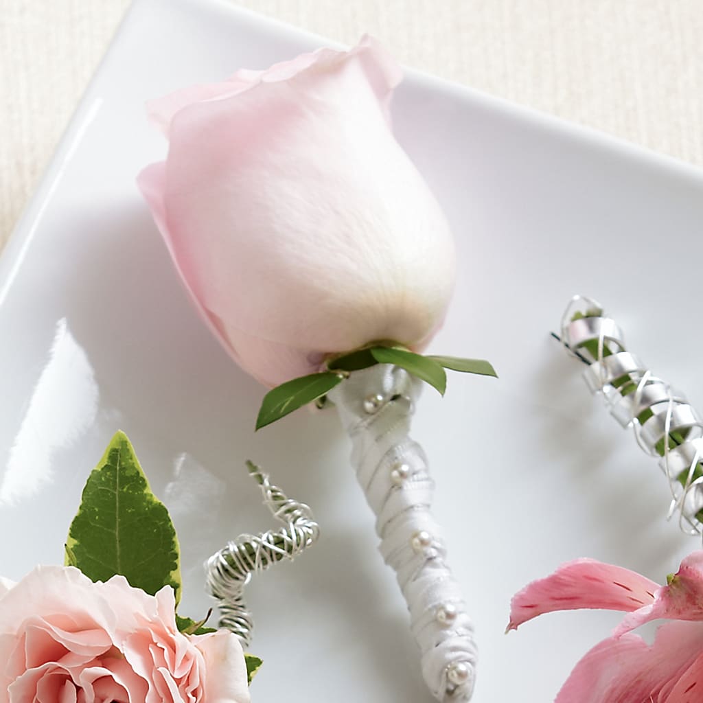 Pink Rose Boutonniere – Luxe Arrangements, Agawam MA