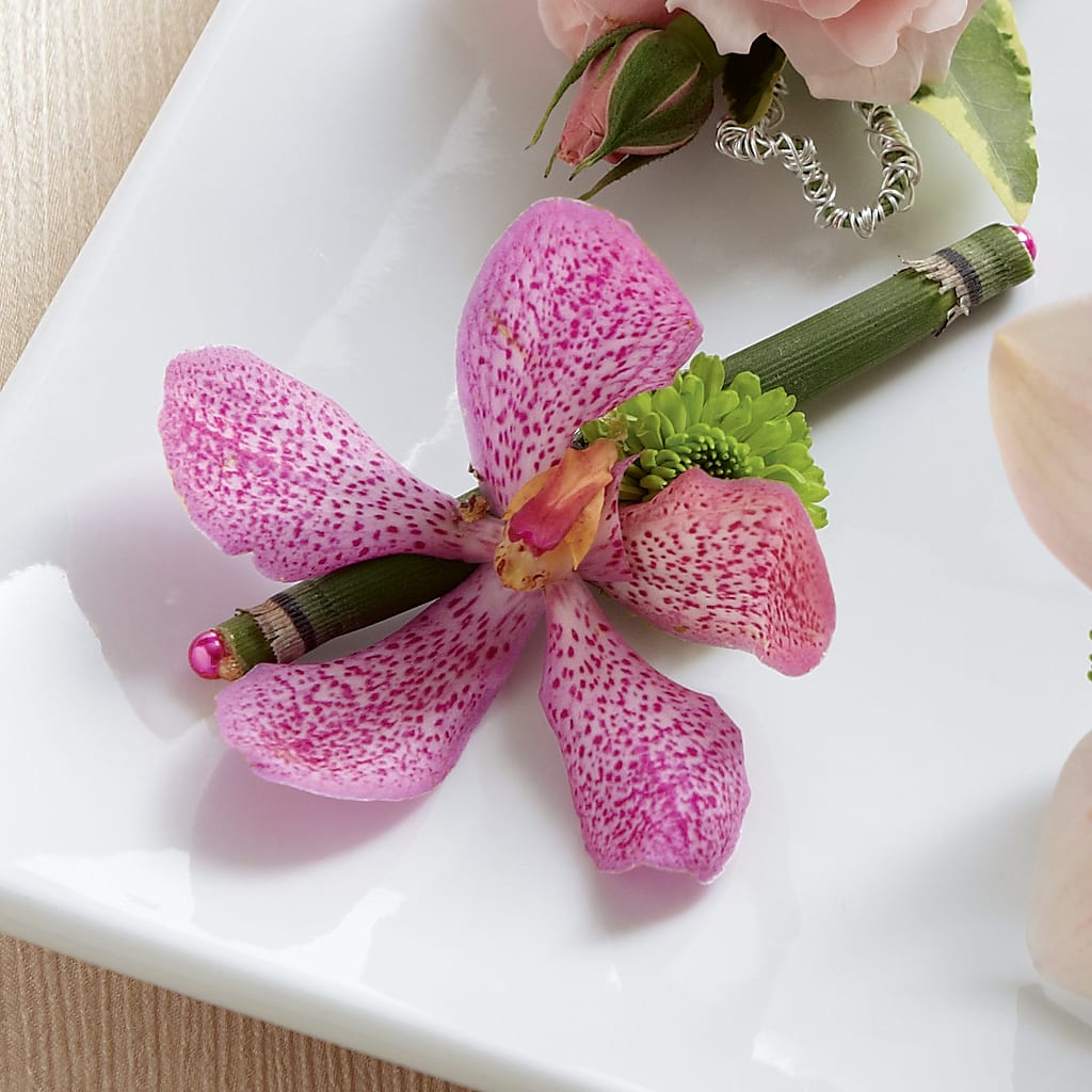 Pink Mokara Boutonniere – Luxe Arrangements, Agawam MA