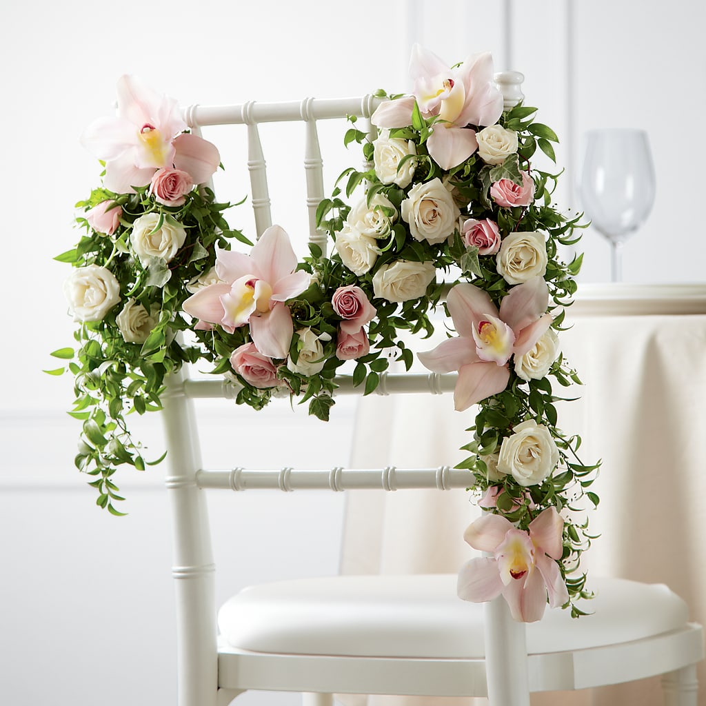 Orchid Rose Chair Décor – Luxe Arrangements, Agawam MA
