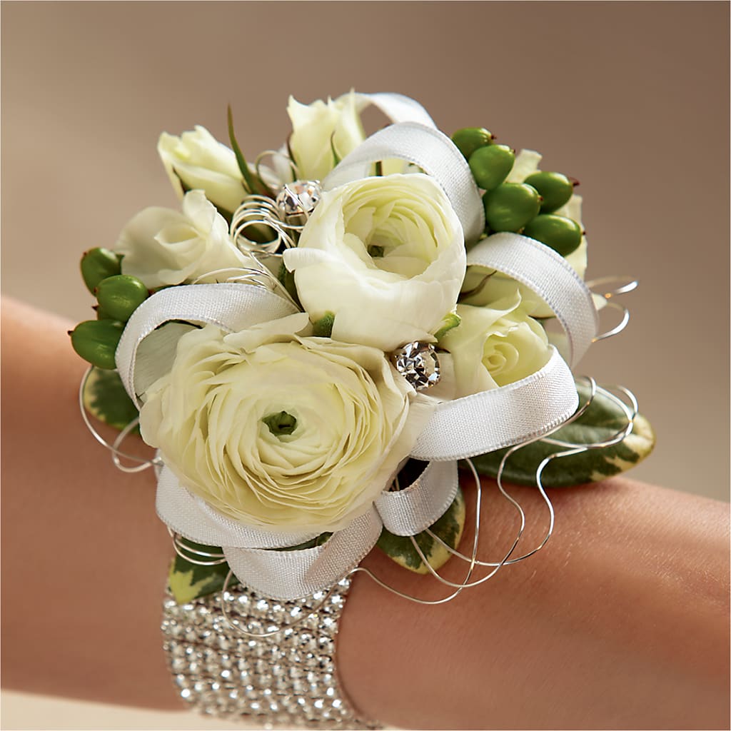 White Wedding Corsage – Luxe Arrangements, Agawam MA
