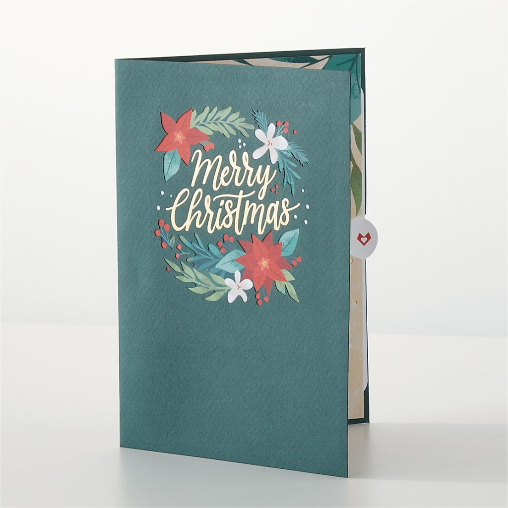 Happiest Holidays Poinsettia and Lovepop Card –  Luxe Arrangements, Agawam MA