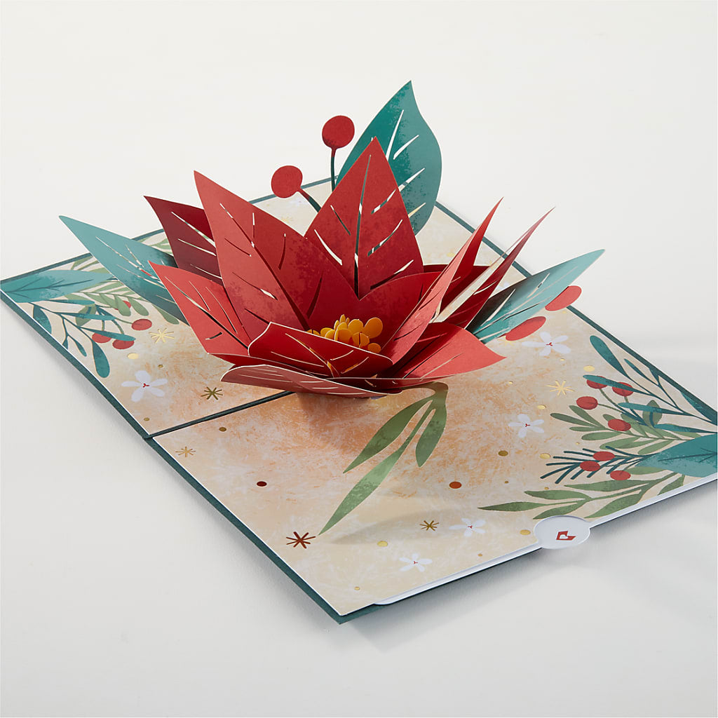 Happiest Holidays Poinsettia and Lovepop Card –  Luxe Arrangements, Agawam MA