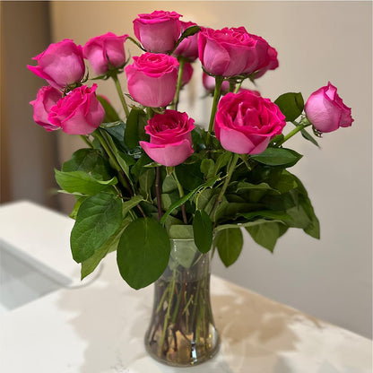 Long Stem Pink Rose Bouquet –  Luxe Arrangements, Agawam MA