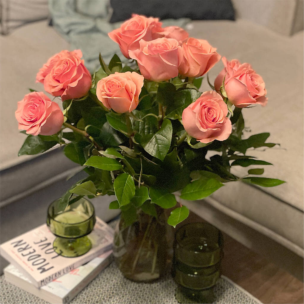 Long Stem Pink Rose Bouquet –  Luxe Arrangements, Agawam MA