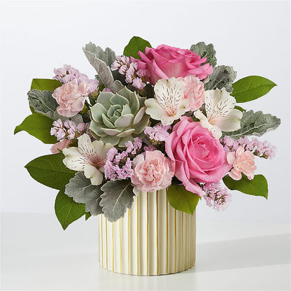 Dusty Rose Bouquet with Ivory Vase –  Luxe Arrangements, Agawam MA