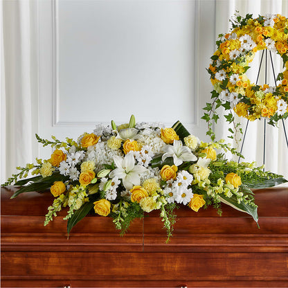 Golden Harmony Casket Spray –  Luxe Arrangements, Agawam MA