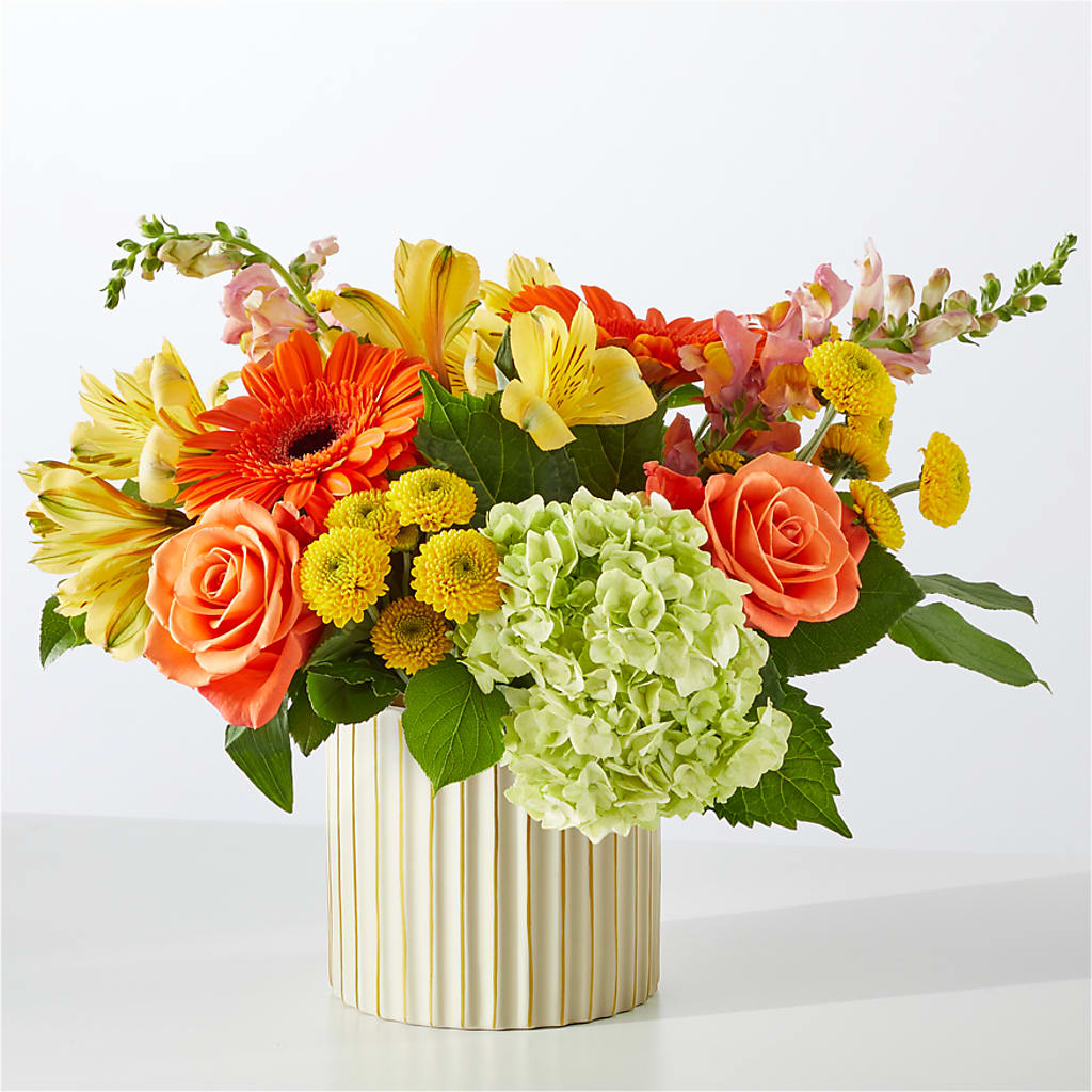 Autumn Sunshine Bouquet with Ivory Vase –  Luxe Arrangements, Agawam MA
