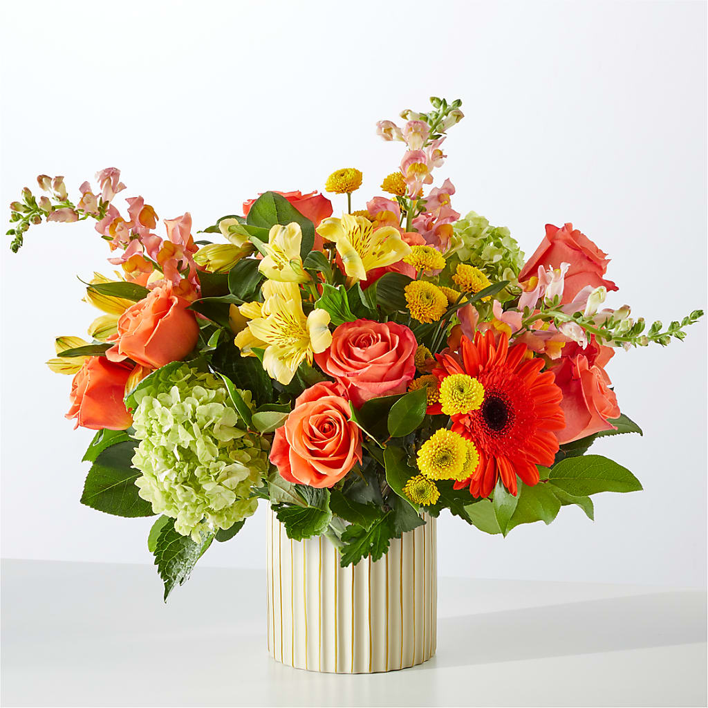 Autumn Sunshine Bouquet with Ivory Vase –  Luxe Arrangements, Agawam MA