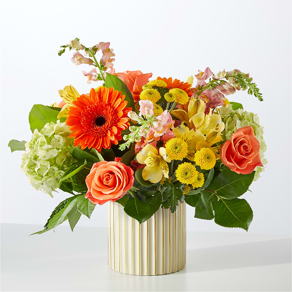 Autumn Sunshine Bouquet with Ivory Vase –  Luxe Arrangements, Agawam MA