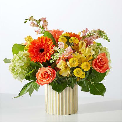 Autumn Sunshine Bouquet with Ivory Vase –  Luxe Arrangements, Agawam MA