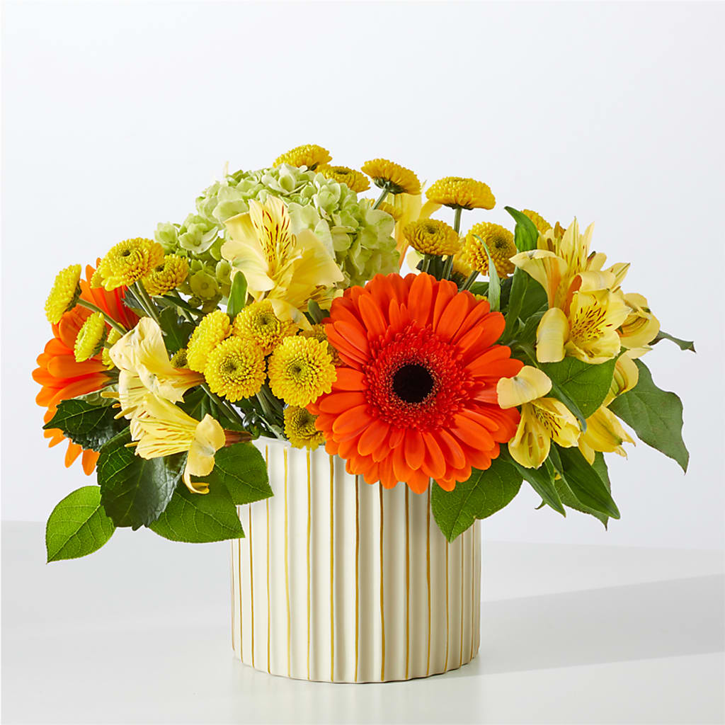 Autumn Sunshine Bouquet with Ivory Vase –  Luxe Arrangements, Agawam MA